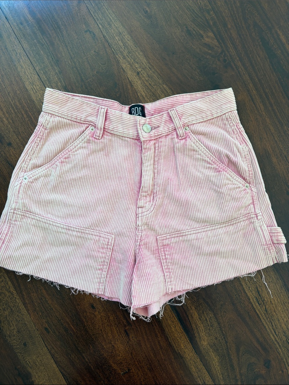 Sz 26 High Rise Carpenter Corduroy Pink Shorts